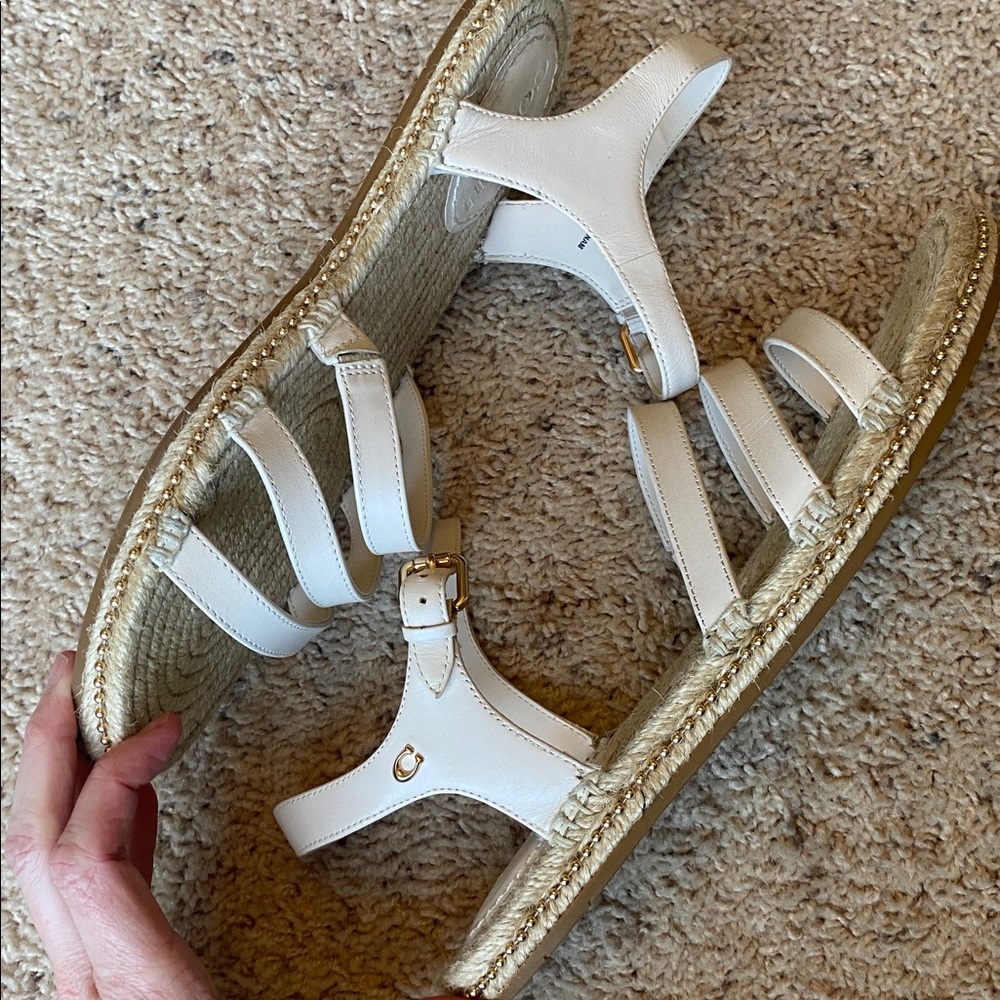 White Espadrille Strappy Sandals - Women's Espadrilles - Picture 5 of 10
